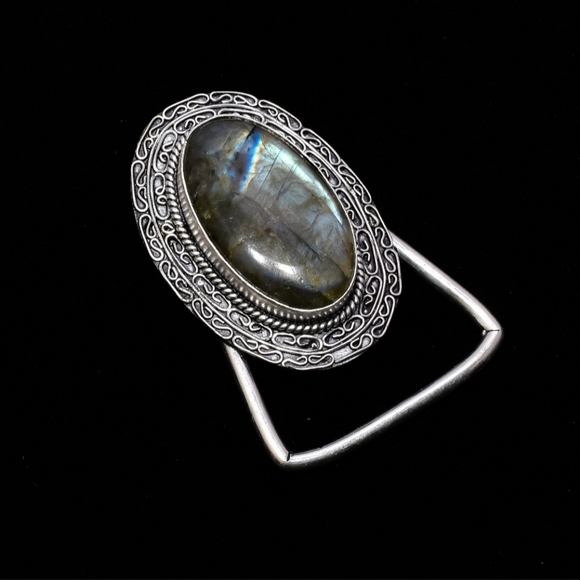 Labradorite Gemstone Belt Buckle 925 Sterling Silver Belt Buckle Labradorite Gem - Picture 1 of 6